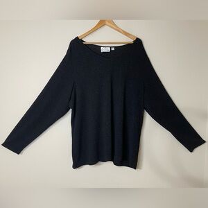 Linea by Louis Dell’Olio Black Textured V-Neck Long Sleeve Top – Size 3X